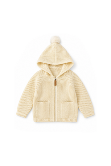 Apricot zipper cardigan sweater