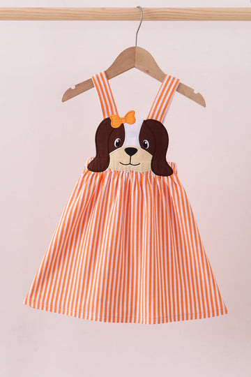 Premium orange Tennessee puppy applique dress