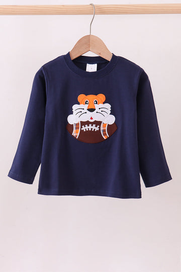 Premium Navy Auburn tiger applique top