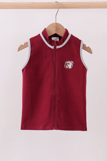 Premium Maroon Georgia bulldog embroidery vest