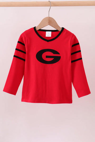 Premium Red Georgia applique top