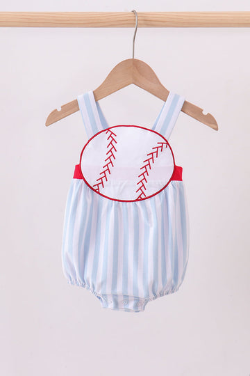 Blue baseball applique bubble