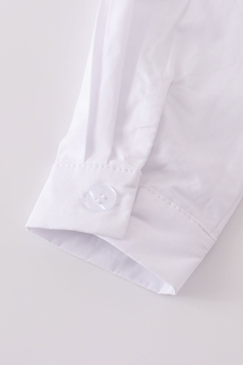 Cozy long sleeve shirt with cross embroidery, perfect for little adventurers.