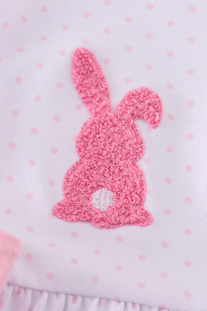 Premium Pink bunny bow dress with playful bunny pattern and charming bow detail.