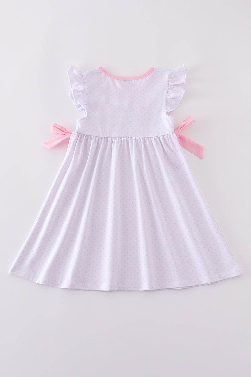 Premium Pink bunny bow dress with playful bunny pattern and charming bow detail.