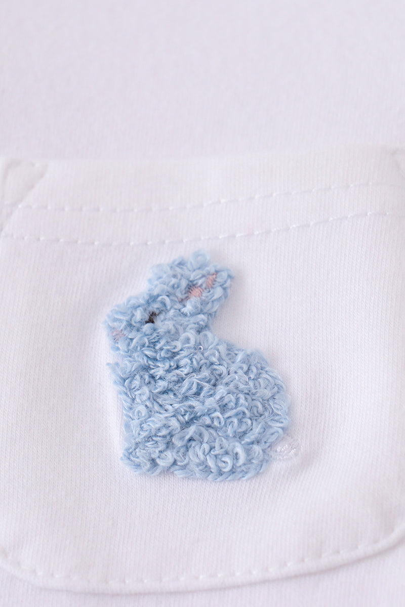 Premium white bunny embroidery set: cozy, stylish kids' outfit with cute bunny design.