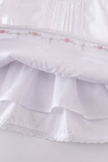 Premium white bloomer set with delicate floral embroidery, perfect for spring outings.