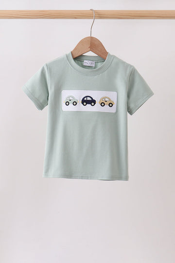 Green vehicle embroidery top