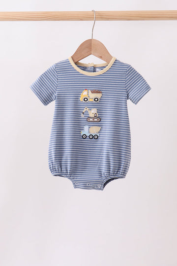 Blue stripe truck embroidery bubble