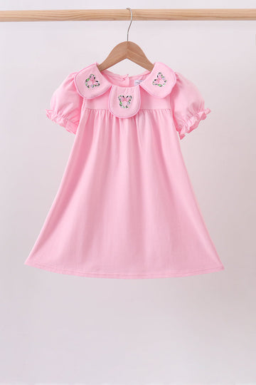 Pink Floral Embroidery Dress