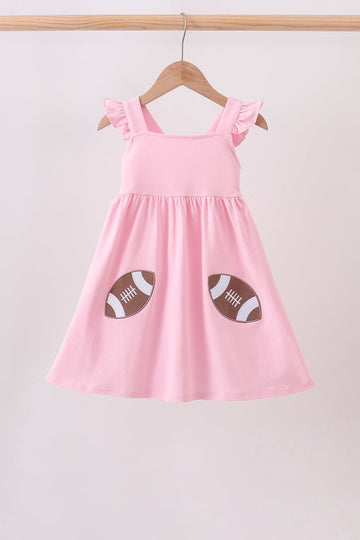 Pink football applique everyone has fun dress