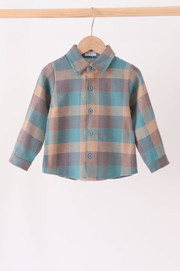 Teal Plaid Button Down Shirt