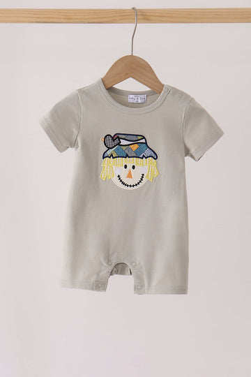 Gray Scarecrow Embroidery Romper