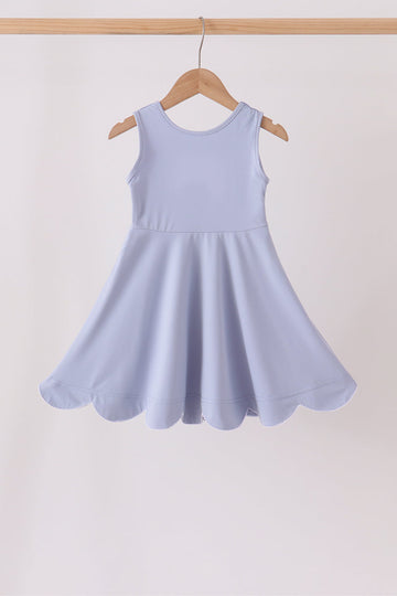 Dusty Blue Scalloped Dress