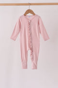 Pink ruffle zipper bamboo anti-slip romper – wholesale for boutiques | Honeydew USA