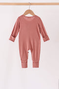 Dusty rose ruffle zipper bamboo romper – view 5