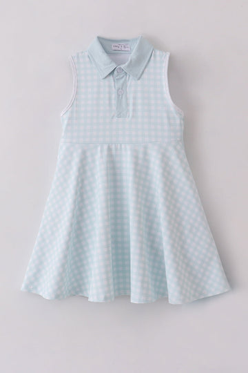 Blue active gingham dress set