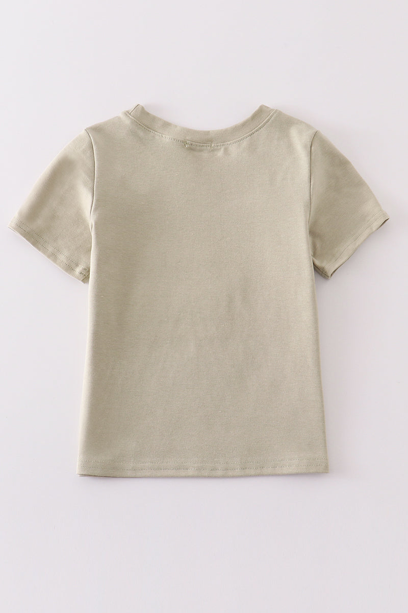 Excavator applique top: navy blue with a bright yellow digger design.