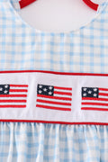 Blue flag embroidery set: cozy, stylish outfit with playful flag patterns for kids.