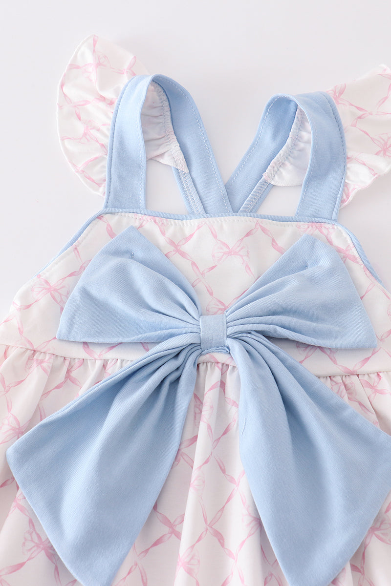 Pink bow print girl set featuring a cozy sweatshirt and matching leggings.