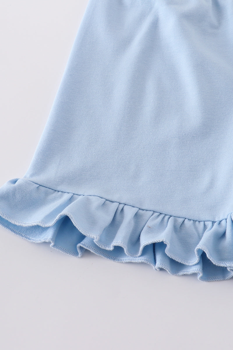 A cute pink bow shorts set for girls, perfect for playful summer days.
