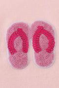 Matching pink sequin dresses with slippers, perfect for mom and daughter twinning.