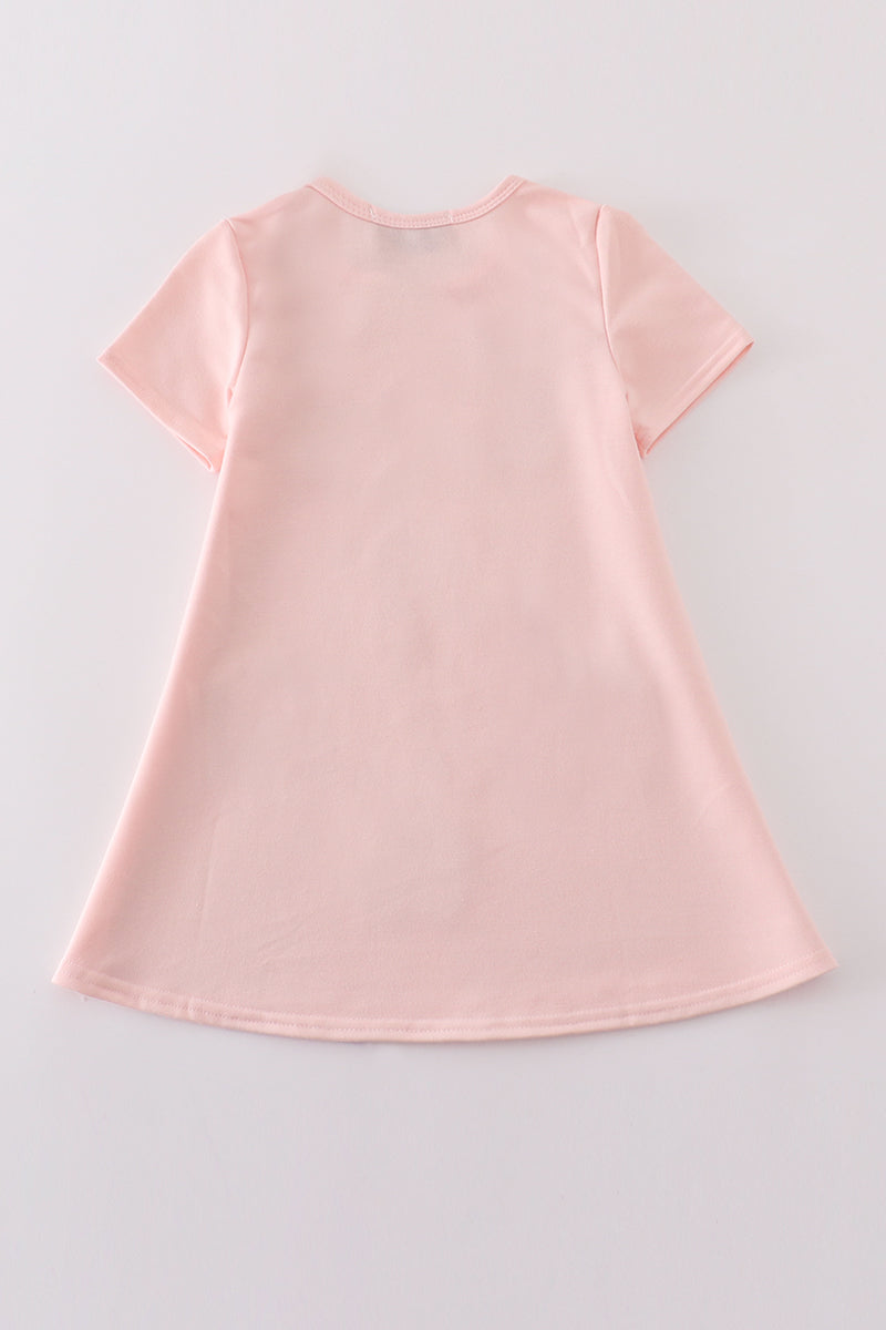 Matching pink sequin dresses with slippers, perfect for mom and daughter twinning.