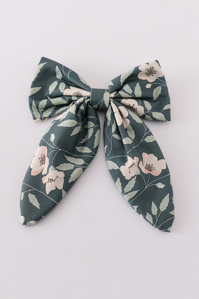 Green forest bloom print dress with a sailor bow, perfect for playful adventures.