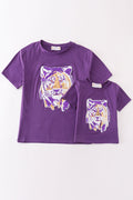 Purple LSU tiger sequin top for kids, perfect for game day.