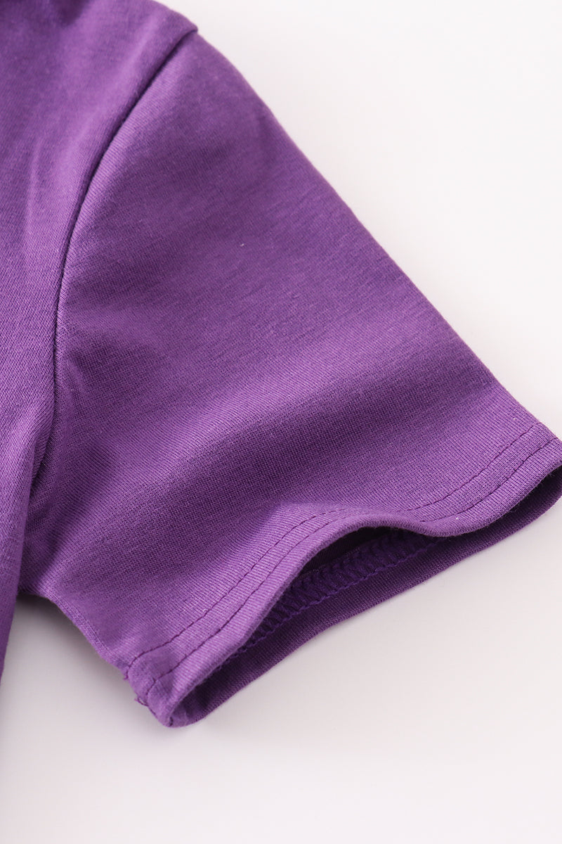 Purple LSU tiger sequin top for kids, perfect for game day.