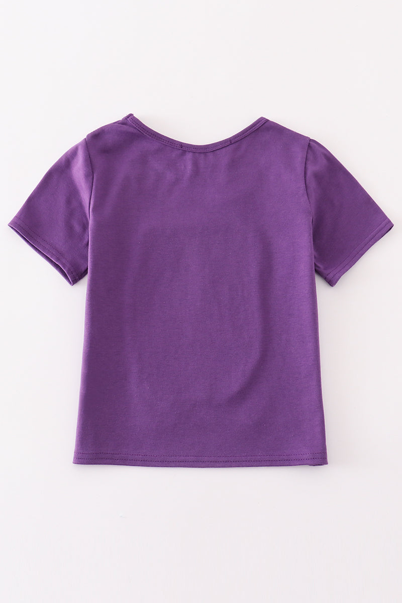 Purple LSU tiger sequin top for kids, perfect for game day.