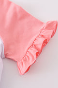 Pink baseball bow tie girl top with playful pattern from Sandilake Clothing.