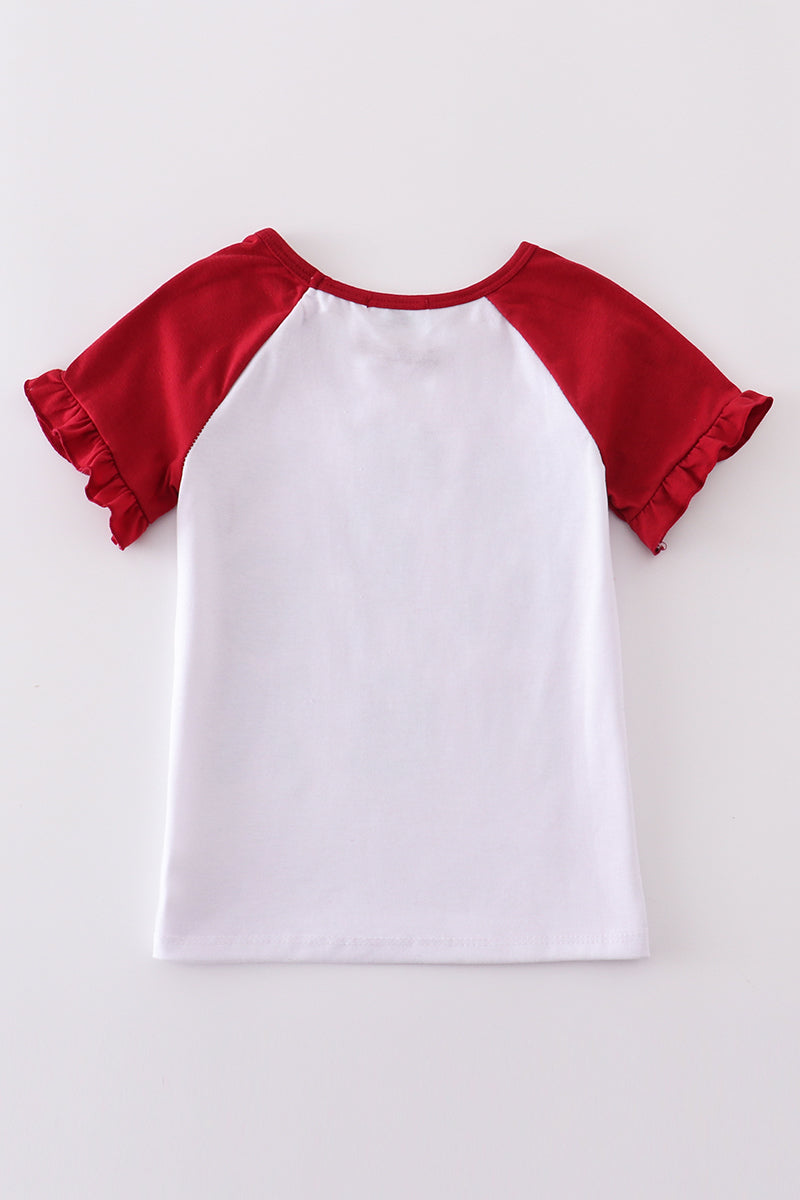 Cheerful girl’s top with colorful South Carolina bow pattern, perfect for playful outings.