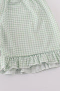 Sage green smocked set with bunny embroidery, perfect for springtime adventures.