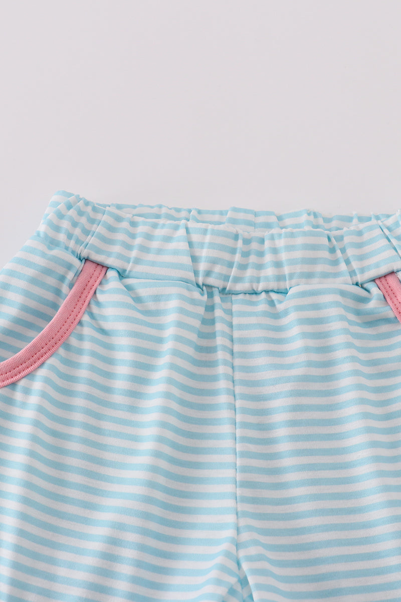 Cozy pink stripe print set for kids, perfect for playtime adventures.