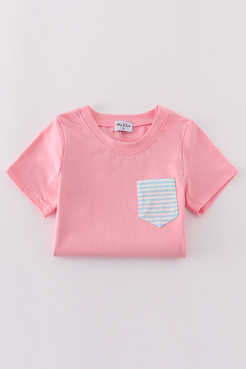 Cozy pink stripe print set for kids, perfect for playtime adventures.