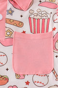 Pink skort set with baseball print, perfect for playful summer days.