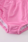Girl's 2-piece swimsuit with blushing rose garden print, perfect for summer fun.