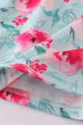 Blushing rose garden print girl dress with vibrant floral pattern, perfect for spring.