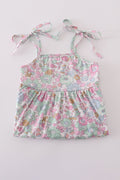 Mint pink floral print tiered dress, perfect for matching mom and daughter.