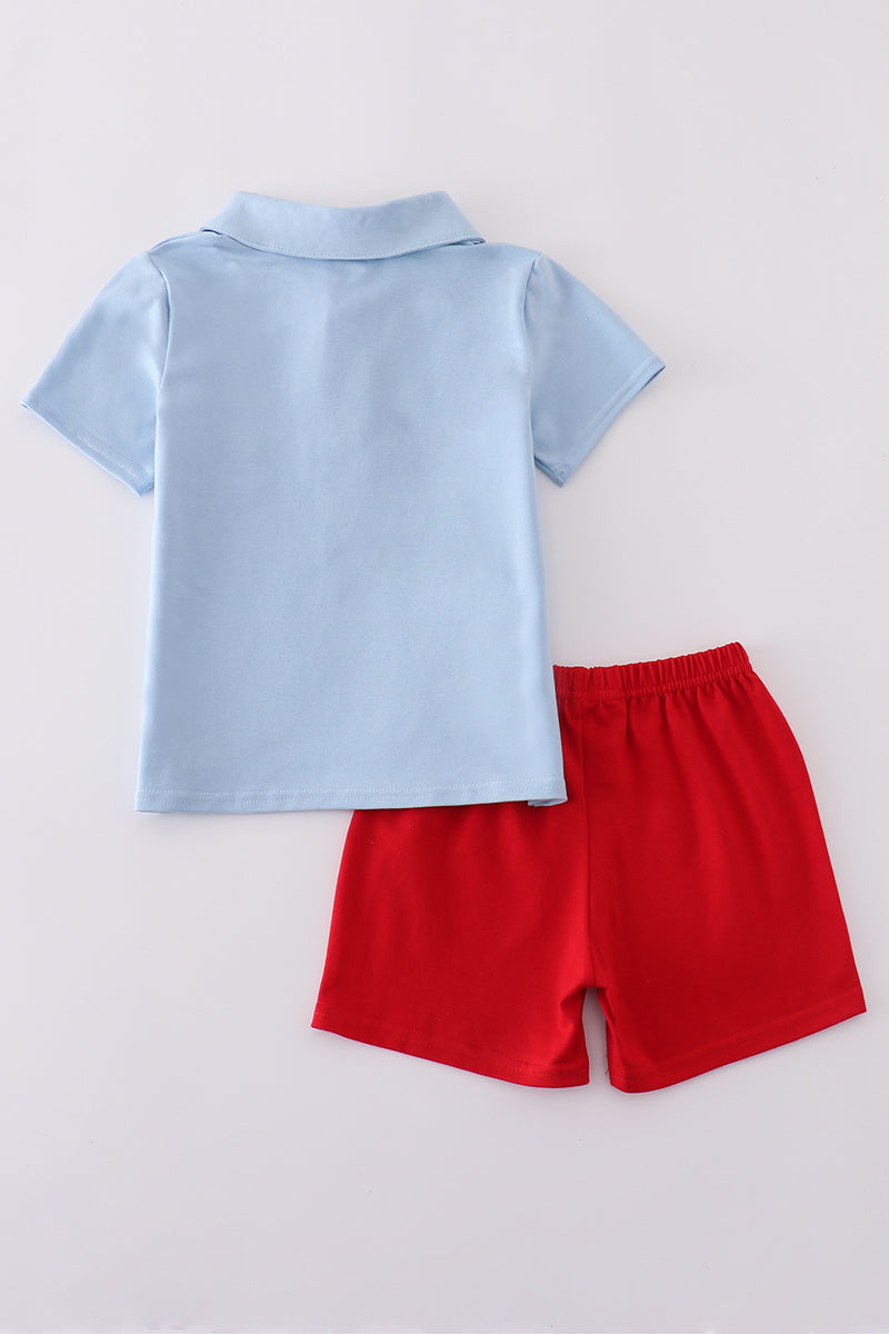 Blue ice cream embroidery set: cozy kids' outfit with playful ice cream design.