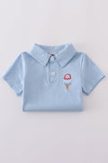 Blue ice cream embroidery set: cozy kids' outfit with playful ice cream design.