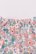 Pink summer floral print set featuring a breezy top and matching shorts.