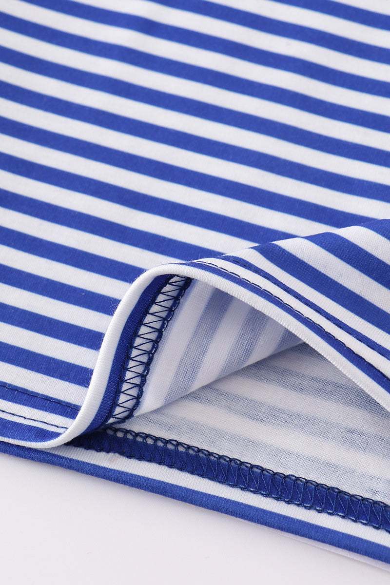 Blue striped button-down shirt with Florida Gators embroidery, perfect for kids' game day.