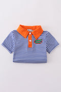 Blue striped button-down shirt with Florida Gators embroidery, perfect for kids' game day.