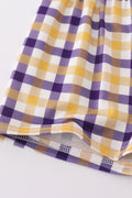 Purple gold LSU applique set: cozy purple sweatshirt and matching joggers with LSU logo.