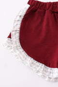 Maroon Mississippi applique stripe set with cozy long sleeves and playful stripes.