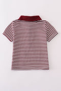 Maroon button-down shirt with Mississippi embroidery, perfect for playful adventures.