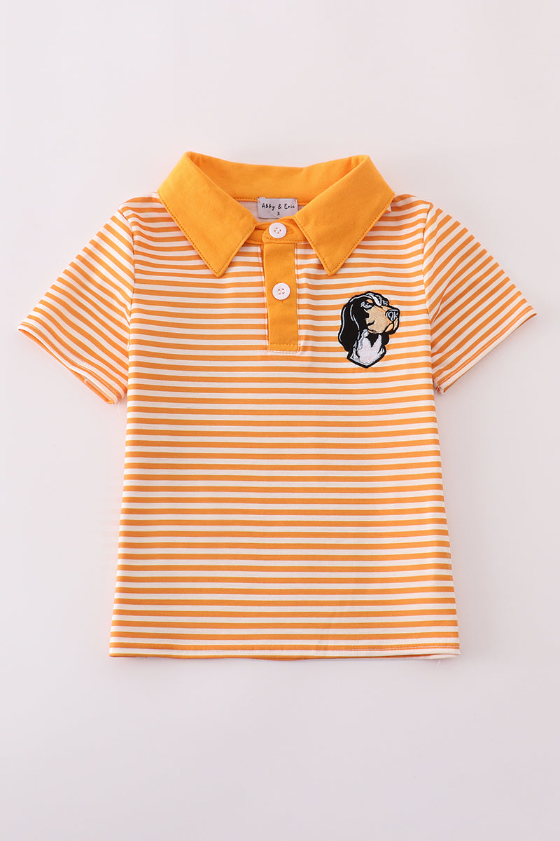 Children's orange shirt with "Tennessee" applique and white stripes, perfect for casual outings.