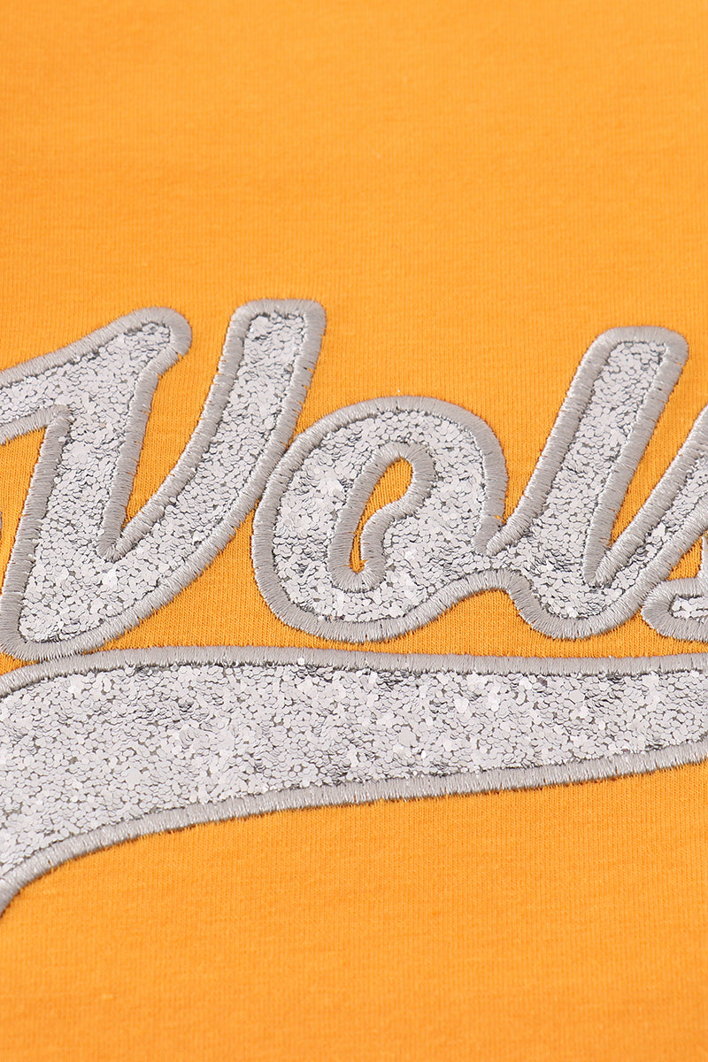 Orange Tennessee Volunteers glitter dress for kids, featuring a sparkly, playful design.